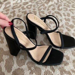 Black strappy heels
